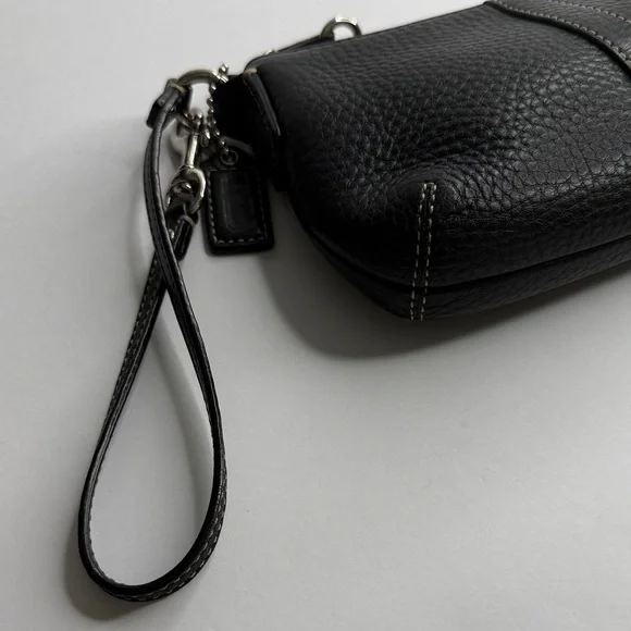 COACH Legacy Black Pebble Leather Wristlet - Picture 4 of 7